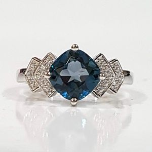 Genuine London Blue Topaz & Sterling Ring